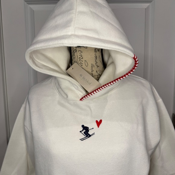 Altar'd State AS Revival Cream Apres Ski Embroidered Hoodie Whipstitch Size XXS - Picture 6 of 11
